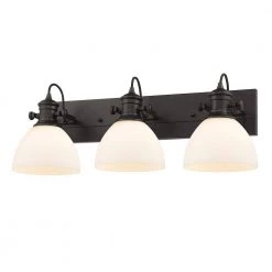 Hines 9.625 in. 3-Light Rubbed Bronze Semi-Flush Mount by Golden Lighting -Golden Lighting Shop rubbed bronze golden lighting flush mount lights 3118 3sf rbz op 4f 1000