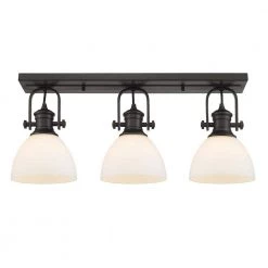 Hines 9.625 in. 3-Light Rubbed Bronze Semi-Flush Mount by Golden Lighting