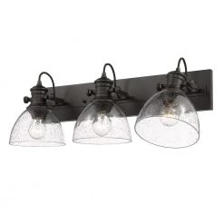 Hines 9.625 in. 3-Light Rubbed Bronze Semi-Flush Mount by Golden Lighting -Golden Lighting Shop rubbed bronze golden lighting flush mount lights 3118 3sf rbz sd 4f 1000