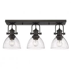 Hines 9.625 in. 3-Light Rubbed Bronze Semi-Flush Mount by Golden Lighting