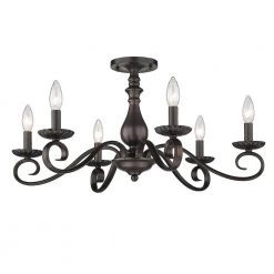 Larrick 26.625 in. 6-Light Rubbed Bronze Semi-Flush Mount by Golden Lighting