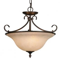 Homestead Collection 3-Light Rubbed Bronze Semi-Flush Mount Light by Golden Lighting