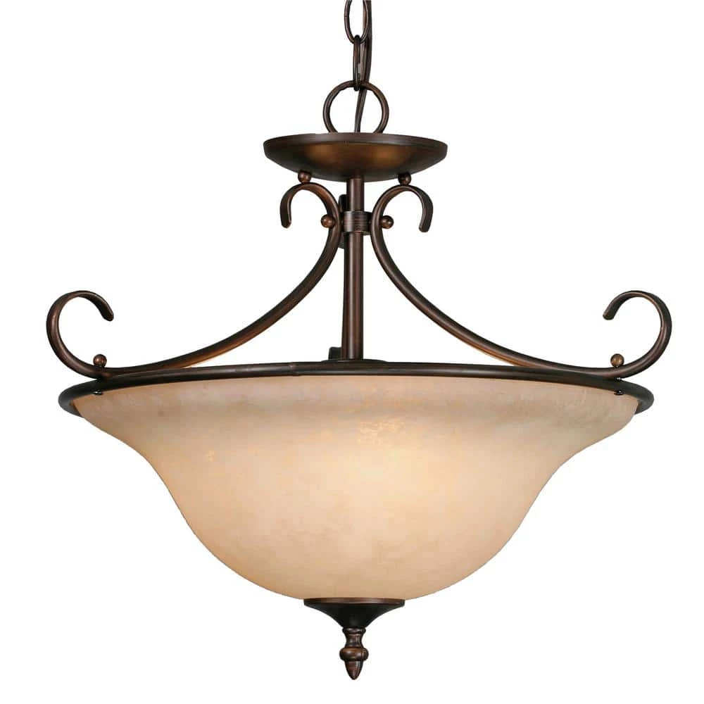 Homestead Collection 3-Light Rubbed Bronze Semi-Flush Mount Light by Golden Lighting 3 Homestead Collection 3-Light Rubbed Bronze Semi-Flush Mount Light by Golden Lighting
