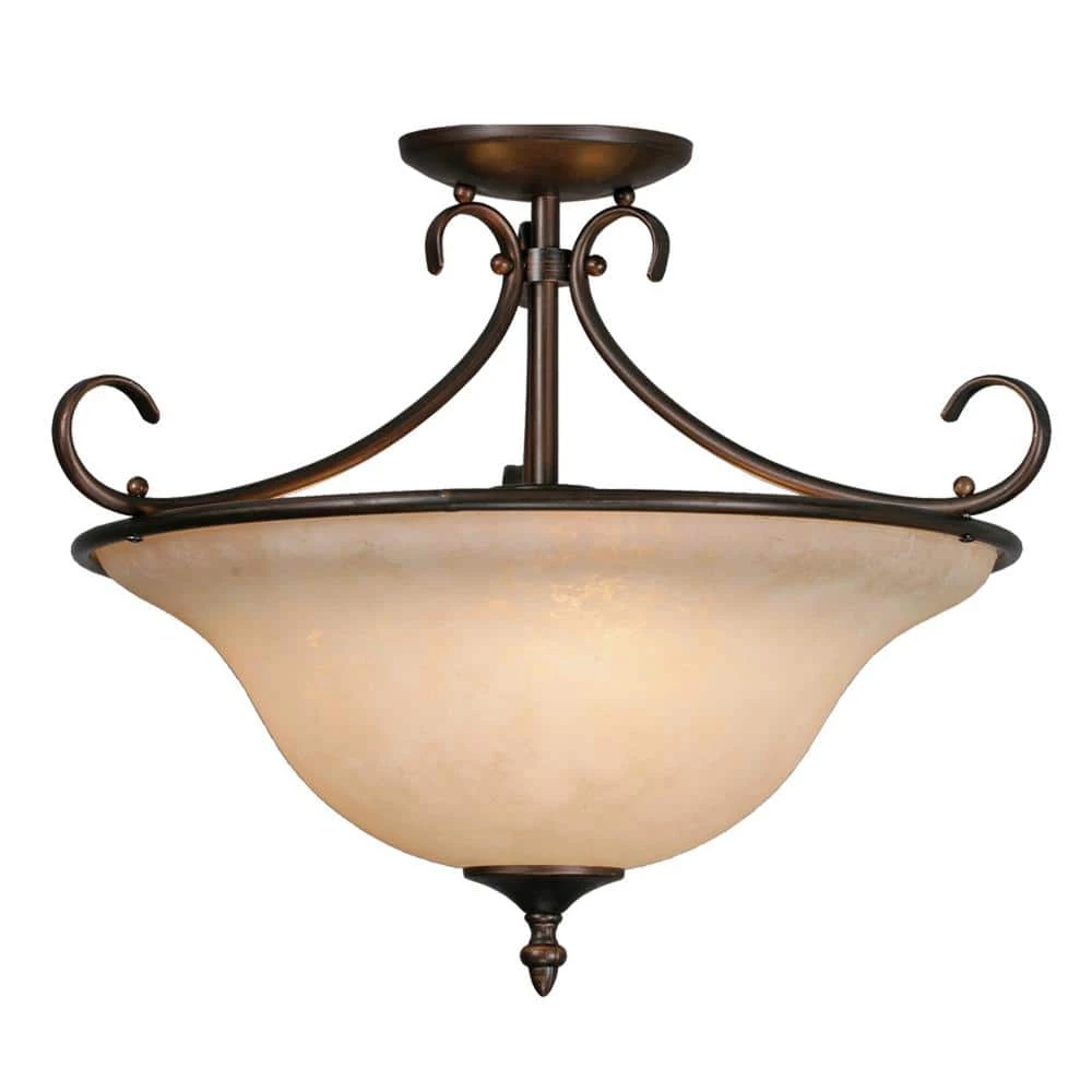 Homestead Collection 3-Light Rubbed Bronze Semi-Flush Mount Light by Golden Lighting 5 Homestead Collection 3-Light Rubbed Bronze Semi-Flush Mount Light by Golden Lighting - Image 3
