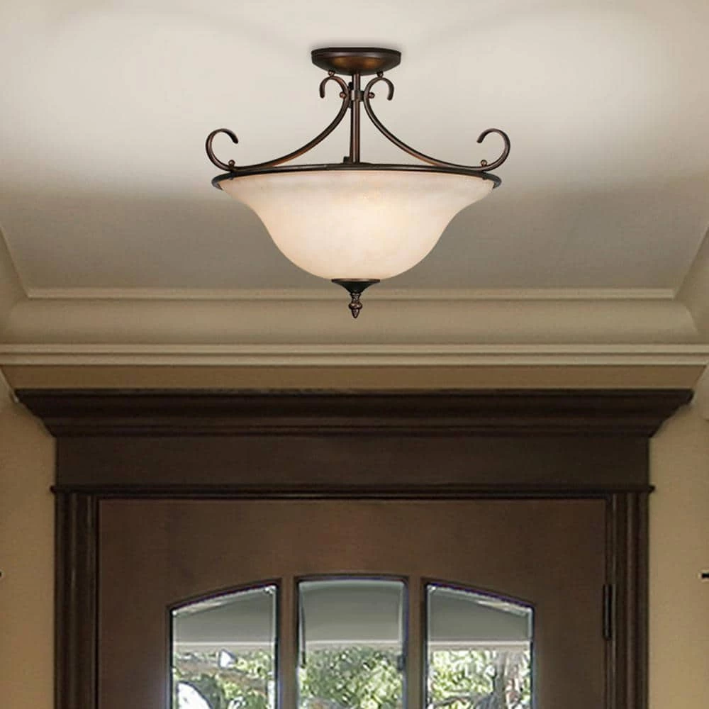 Homestead Collection 3-Light Rubbed Bronze Semi-Flush Mount Light by Golden Lighting 4 Homestead Collection 3-Light Rubbed Bronze Semi-Flush Mount Light by Golden Lighting - Image 2
