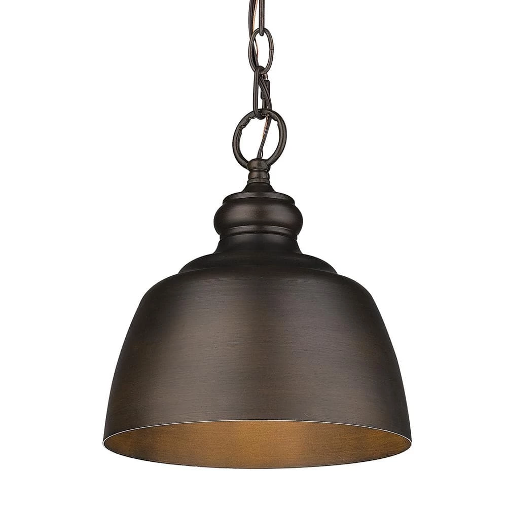 Holmes 1-Light Rubbed Bronze Standard Pendant Light by Golden Lighting 5 Holmes 1-Light Rubbed Bronze Standard Pendant Light by Golden Lighting - Image 3