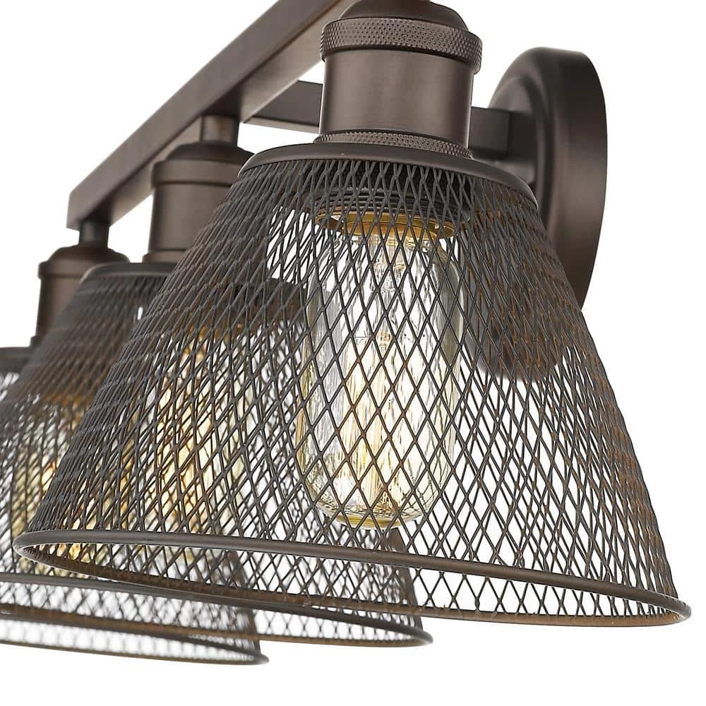 Carver 27.5 in. 3-Lights Rubbed Bronze Vanity Light by Golden Lighting 6 Carver 27.5 in. 3-Lights Rubbed Bronze Vanity Light by Golden Lighting - Image 4