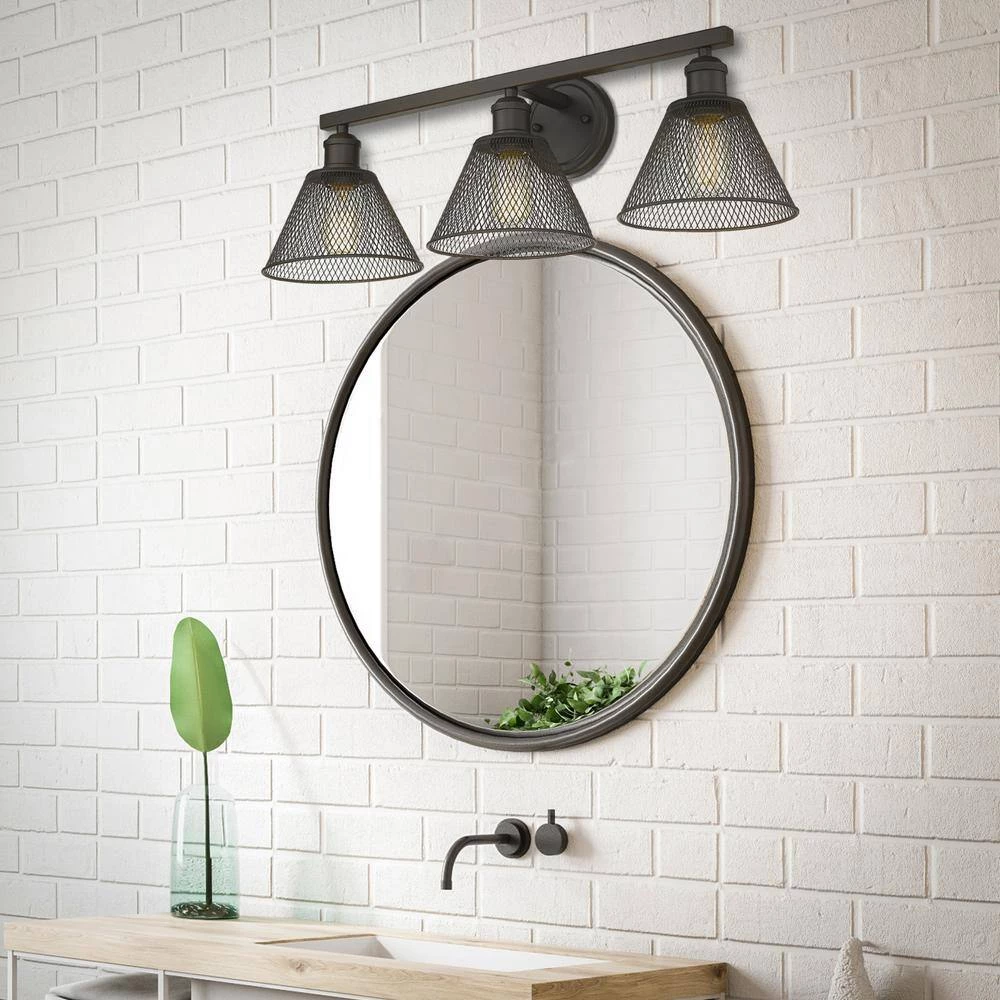 Carver 27.5 in. 3-Lights Rubbed Bronze Vanity Light by Golden Lighting 7 Carver 27.5 in. 3-Lights Rubbed Bronze Vanity Light by Golden Lighting - Image 5