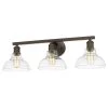 Carver 27.5 in. 3-Lights Rubbed Bronze Vanity Light by Golden Lighting 1 Carver 27.5 in. 3-Lights Rubbed Bronze Vanity Light by Golden Lighting -Golden Lighting Shop rubbed bronze golden lighting vanity lighting 0305 ba3 rbz clr 64 1000