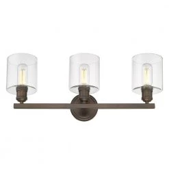Fisher 25.13 in. 3-Lights Rubbed Bronze Vanity Light by Golden Lighting -Golden Lighting Shop rubbed bronze golden lighting vanity lighting 0306 ba3 rbz clr 1f 1000