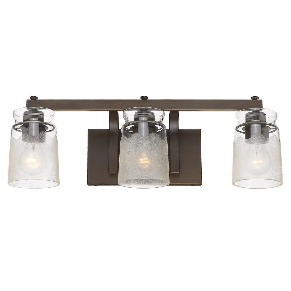 Travers 23.0 in. 3-Lights Rubbed Bronze Vanity Light by Golden Lighting 5 Travers 23.0 in. 3-Lights Rubbed Bronze Vanity Light by Golden Lighting - Image 3