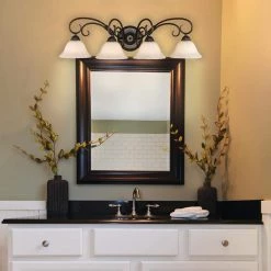 Homestead Collection 4-Light Rubbed Bronze Bath Vanity Light by Golden Lighting -Golden Lighting Shop rubbed bronze golden lighting vanity lighting 606ba4mprbztea 4f 1000