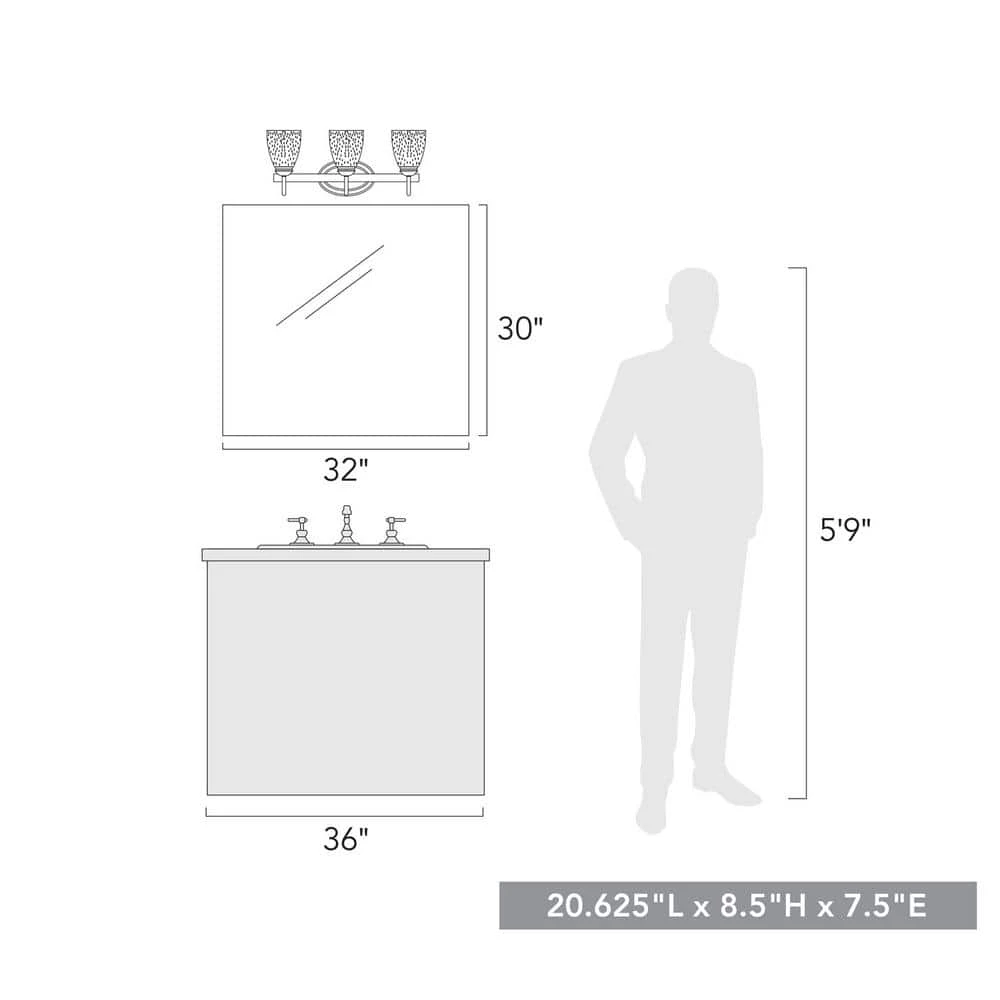 Parrish 20.63 in. 3-Light Bath Vanity by Golden Lighting 7 Parrish 20.63 in. 3-Light Bath Vanity by Golden Lighting - Image 5