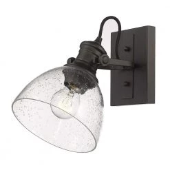 Hines 4.625 in. Rubbed Bronze with Seeded Glass Sconce by Golden Lighting 8 Hines 4.625 in. Rubbed Bronze with Seeded Glass Sconce by Golden Lighting -Golden Lighting Shop rubbed bronze with seeded glass golden lighting vanity lighting 3118 ba1 rbz sd c3 1000