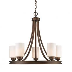 Holborn Collection 5-Light Bronze Opal Shade Chandelier by Golden Lighting