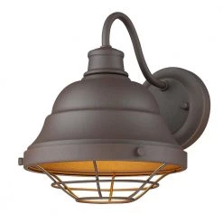 Bartlett 1-Light Textured Bronze Outdoor Wall Lantern Sconce by Golden Lighting