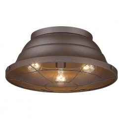 Bartlett 16.38 in. 3-Light Textured Bronze (UV) Outdoor Flush Mount by Golden Lighting