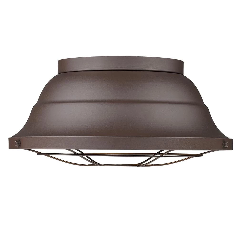 Bartlett 16.38 in. 3-Light Textured Bronze (UV) Outdoor Flush Mount by Golden Lighting 4 Bartlett 16.38 in. 3-Light Textured Bronze (UV) Outdoor Flush Mount by Golden Lighting - Image 2
