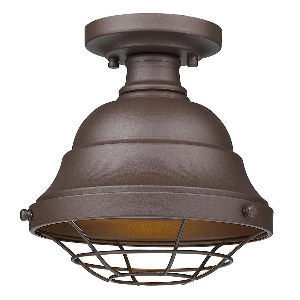 Bartlett 8.63 in. 1-Light Textured Bronze (UV) Outdoor Semi-Flush Mount by Golden Lighting 6 Bartlett 8.63 in. 1-Light Textured Bronze (UV) Outdoor Semi-Flush Mount by Golden Lighting - Image 4