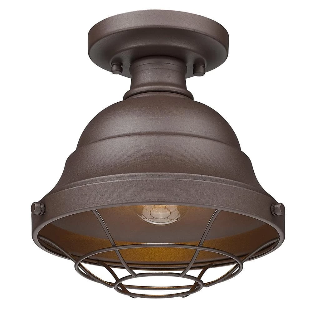 Bartlett 8.63 in. 1-Light Textured Bronze (UV) Outdoor Semi-Flush Mount by Golden Lighting 3 Bartlett 8.63 in. 1-Light Textured Bronze (UV) Outdoor Semi-Flush Mount by Golden Lighting