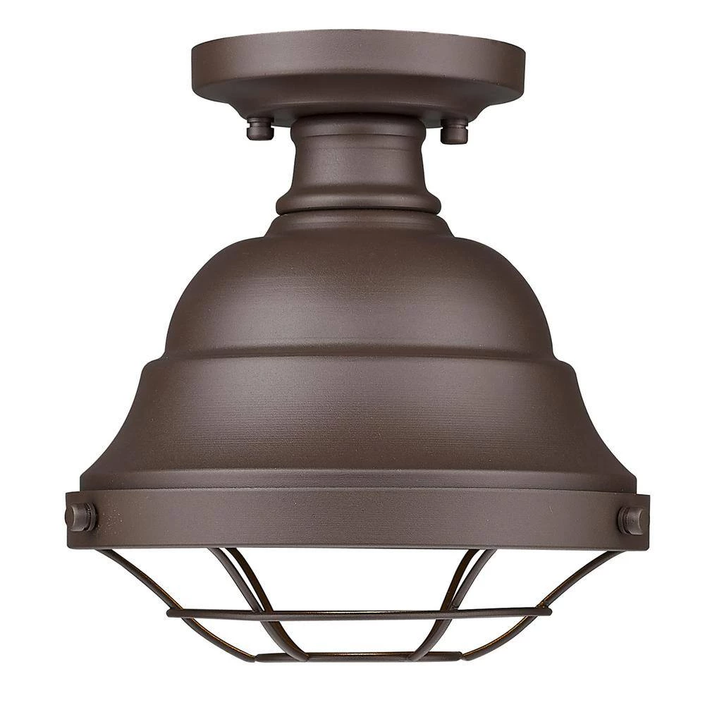 Bartlett 8.63 in. 1-Light Textured Bronze (UV) Outdoor Semi-Flush Mount by Golden Lighting 4 Bartlett 8.63 in. 1-Light Textured Bronze (UV) Outdoor Semi-Flush Mount by Golden Lighting - Image 2
