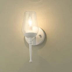 Regent 1 Light Textured White Plaster Wall Sconce with Clear Glass Shade by Golden Lighting 8 Regent 1 Light Textured White Plaster Wall Sconce with Clear Glass Shade by Golden Lighting -Golden Lighting Shop textured white plaster golden lighting vanity lighting 1210 1w twp 4f 1000
