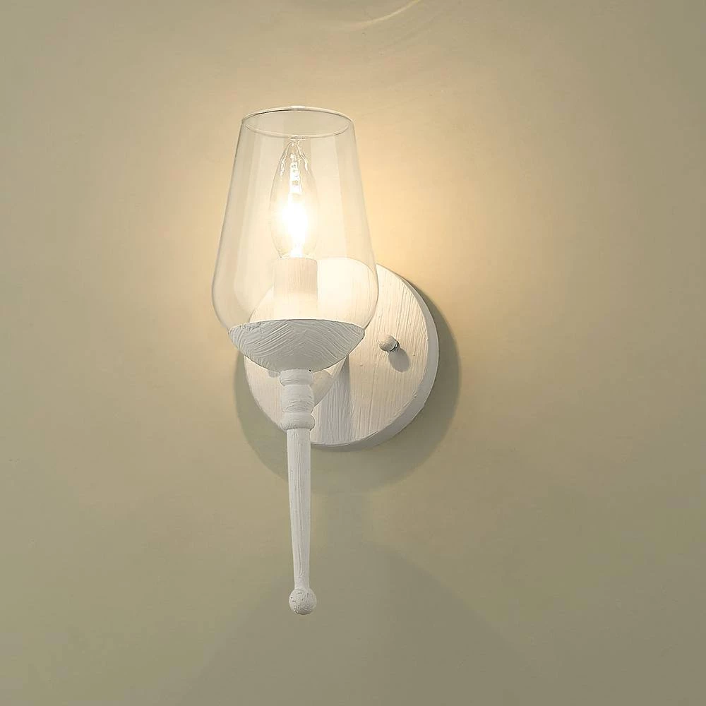 Regent 1 Light Textured White Plaster Wall Sconce with Clear Glass Shade by Golden Lighting 5 Regent 1 Light Textured White Plaster Wall Sconce with Clear Glass Shade by Golden Lighting - Image 3