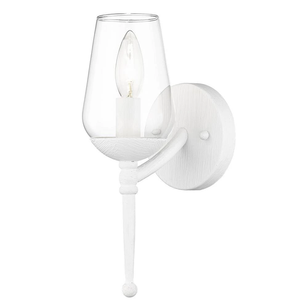 Regent 1 Light Textured White Plaster Wall Sconce with Clear Glass Shade by Golden Lighting 4 Regent 1 Light Textured White Plaster Wall Sconce with Clear Glass Shade by Golden Lighting - Image 2