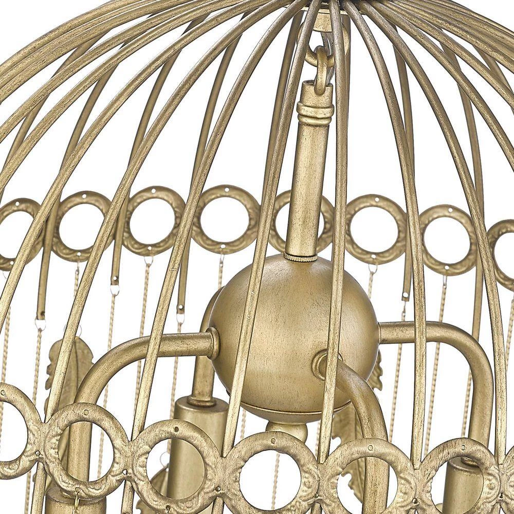 Aleta 4-Light Vintage Fired Gold Birdcage Pendant Light by Golden Lighting 5 Aleta 4-Light Vintage Fired Gold Birdcage Pendant Light by Golden Lighting - Image 3