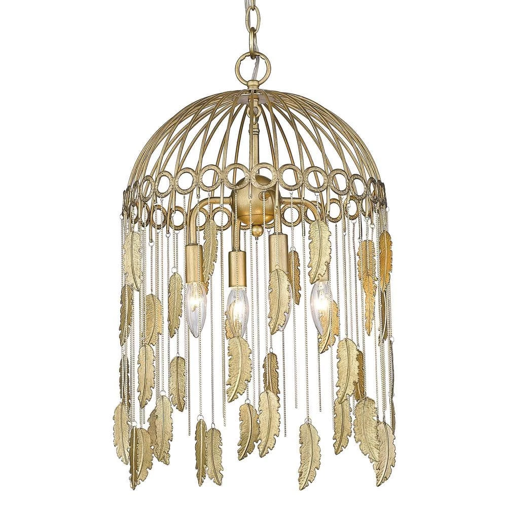 Aleta 4-Light Vintage Fired Gold Birdcage Pendant Light by Golden Lighting 3 Aleta 4-Light Vintage Fired Gold Birdcage Pendant Light by Golden Lighting