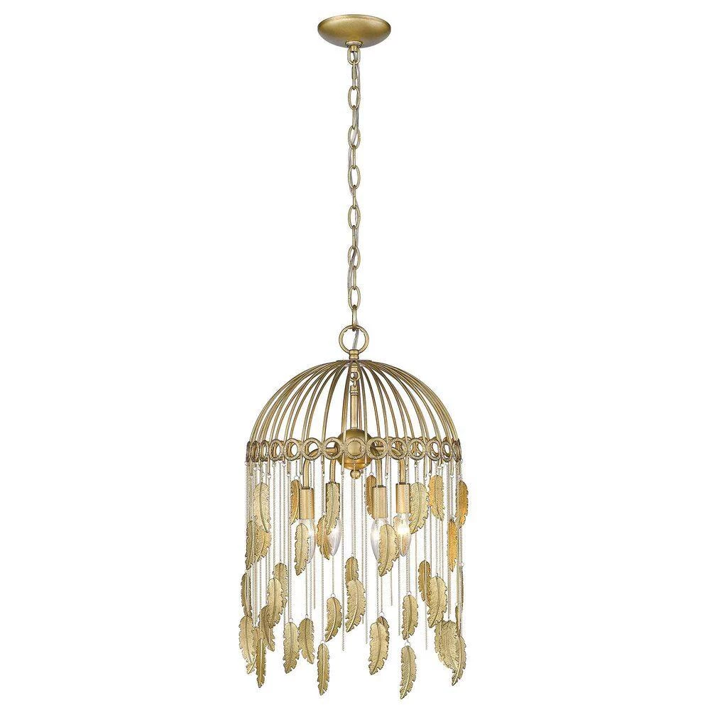 Aleta 4-Light Vintage Fired Gold Birdcage Pendant Light by Golden Lighting 4 Aleta 4-Light Vintage Fired Gold Birdcage Pendant Light by Golden Lighting - Image 2