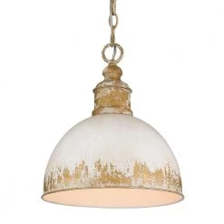 Alison 1-Light Vintage Gold Medium Pendant with Metal Shade by Golden Lighting