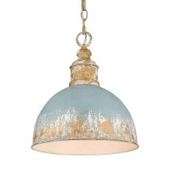 Alison 1-Light Vintage Gold Medium Pendant with Metal Shade by Golden Lighting