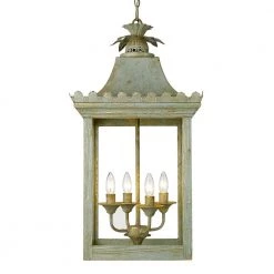 Finley Collection 4-Light Vintage Sage Pendant by Golden Lighting
