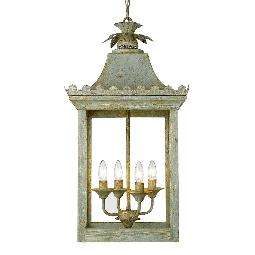 Finley Collection 4-Light Vintage Sage Pendant by Golden Lighting 3 Finley Collection 4-Light Vintage Sage Pendant by Golden Lighting