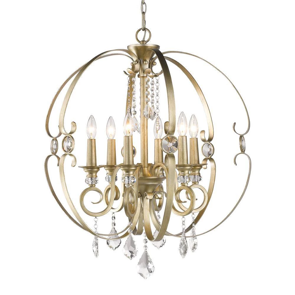 Ella 6-Light White Gold Chandelier by Golden Lighting 7 Ella 6-Light White Gold Chandelier by Golden Lighting - Image 5