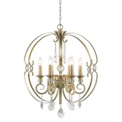 Ella 6-Light White Gold Chandelier by Golden Lighting