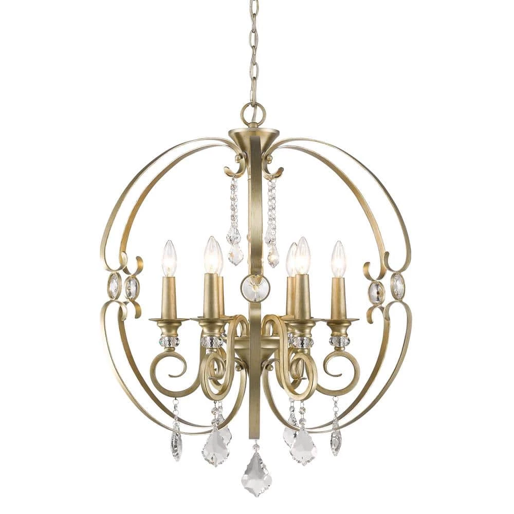 Ella 6-Light White Gold Chandelier by Golden Lighting 3 Ella 6-Light White Gold Chandelier by Golden Lighting