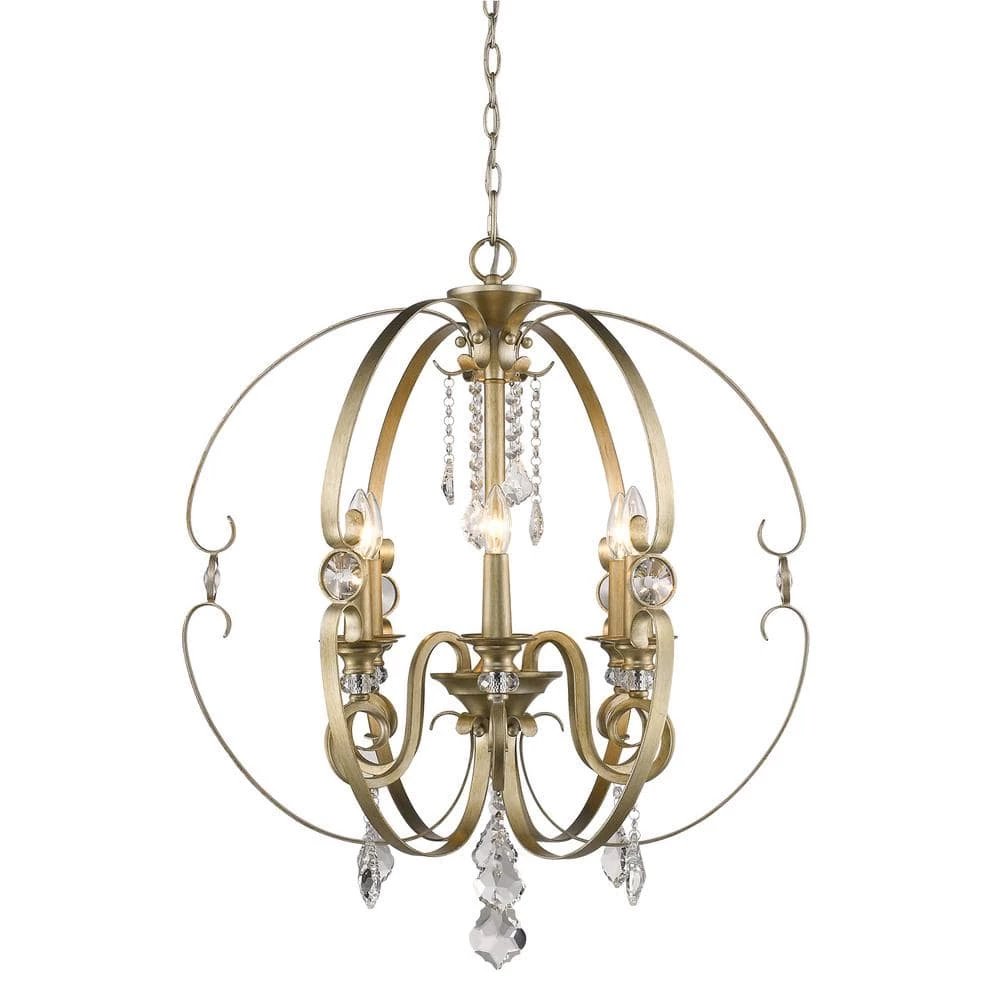 Ella 6-Light White Gold Chandelier by Golden Lighting 4 Ella 6-Light White Gold Chandelier by Golden Lighting - Image 2