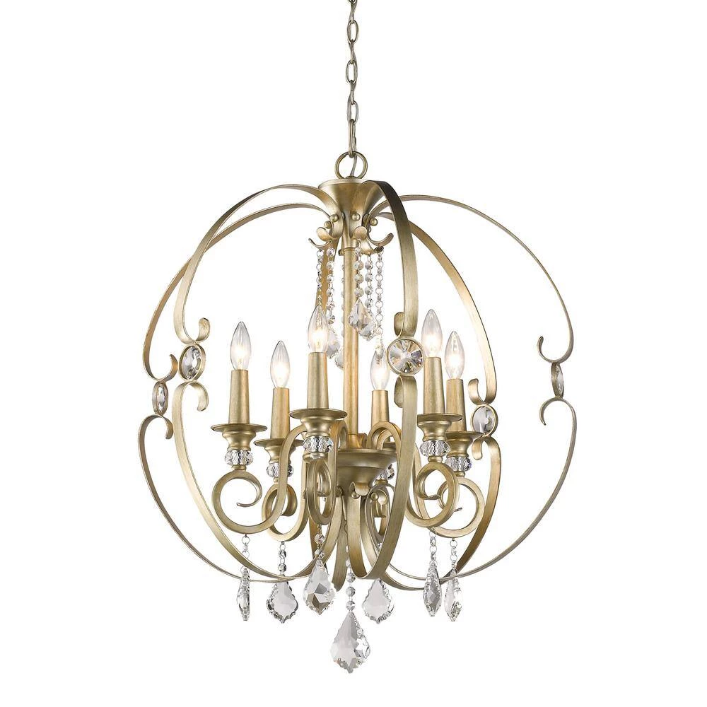 Ella 6-Light White Gold Chandelier by Golden Lighting 8 Ella 6-Light White Gold Chandelier by Golden Lighting - Image 6