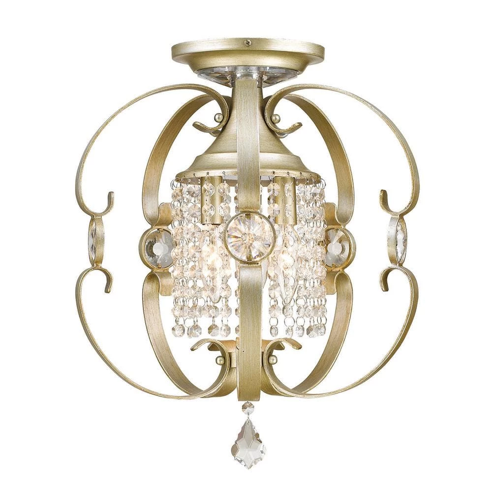 Ella 3-Light White Gold Crystal Chandelier with Crystal Shade by Golden Lighting 5 Ella 3-Light White Gold Crystal Chandelier with Crystal Shade by Golden Lighting - Image 3