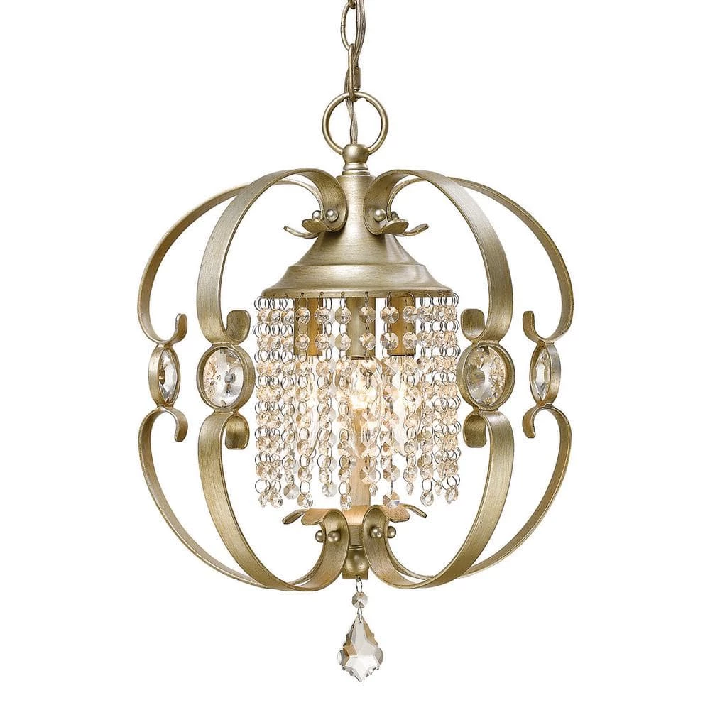 Ella 3-Light White Gold Crystal Chandelier with Crystal Shade by Golden Lighting 3 Ella 3-Light White Gold Crystal Chandelier with Crystal Shade by Golden Lighting