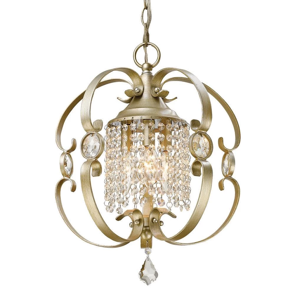 Ella 3-Light White Gold Crystal Chandelier with Crystal Shade by Golden Lighting 4 Ella 3-Light White Gold Crystal Chandelier with Crystal Shade by Golden Lighting - Image 2