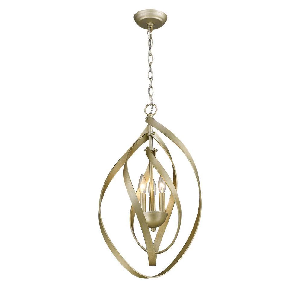 Nicolette 3-Light White Gold Pendant by Golden Lighting 5 Nicolette 3-Light White Gold Pendant by Golden Lighting - Image 3