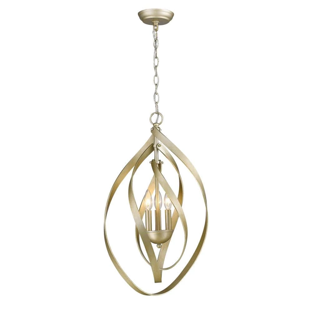 Nicolette 3-Light White Gold Pendant by Golden Lighting 3 Nicolette 3-Light White Gold Pendant by Golden Lighting