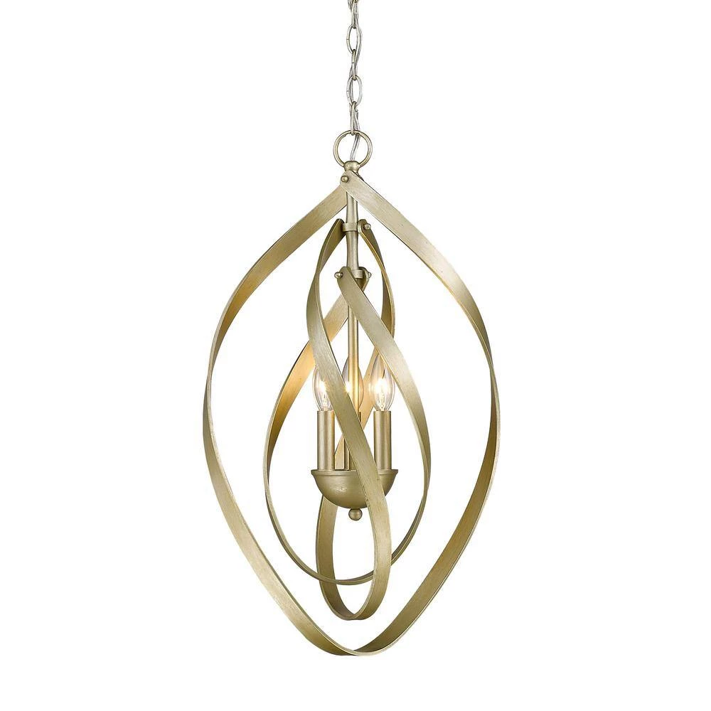 Nicolette 3-Light White Gold Pendant by Golden Lighting 4 Nicolette 3-Light White Gold Pendant by Golden Lighting - Image 2
