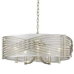 Zara 5-Light White Gold Chandelier with Sheer Opal Shade by Golden Lighting -Golden Lighting Shop white gold golden lighting chandeliers 5516 5 wg shr 1f 1000