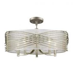 Zara 5-Light White Gold Chandelier with Sheer Opal Shade by Golden Lighting -Golden Lighting Shop white gold golden lighting chandeliers 5516 5 wg shr 44 1000