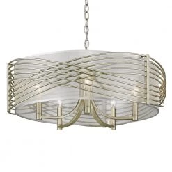 Zara 5-Light White Gold Chandelier with Sheer Opal Shade by Golden Lighting -Golden Lighting Shop white gold golden lighting chandeliers 5516 5 wg shr 4f 1000