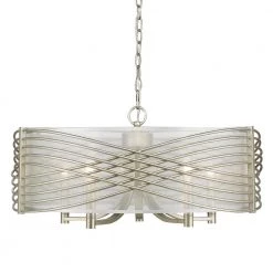 Zara 5-Light White Gold Chandelier with Sheer Opal Shade by Golden Lighting